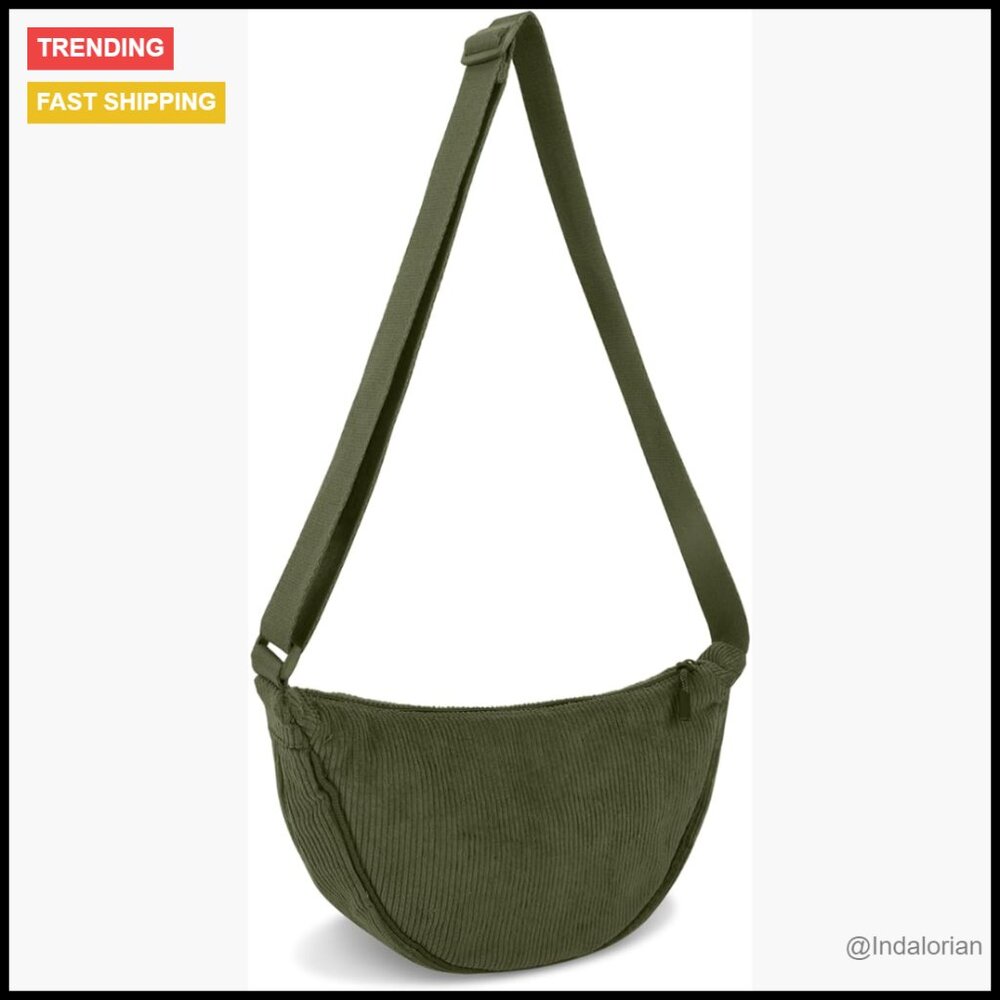 Nylon Crossbody Bag Hobo Style Adjustable Strap Travel Sling Purse Trendy Chic